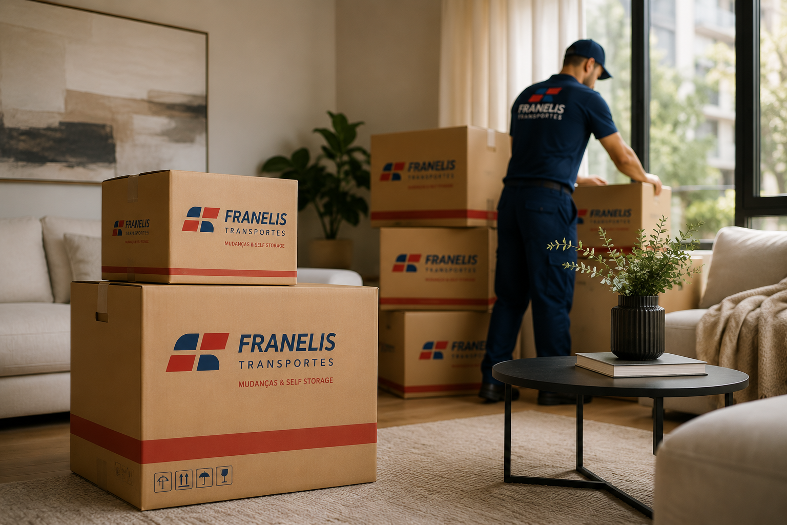 Equipe realizando mudança residencial em São Paulo com embalagem profissional